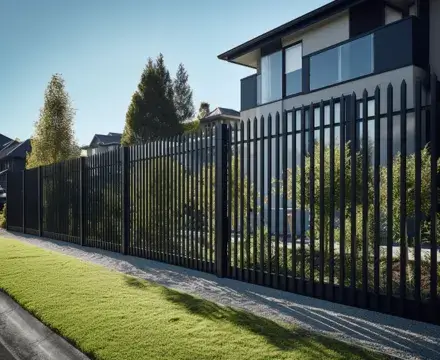 House with aluminium fence